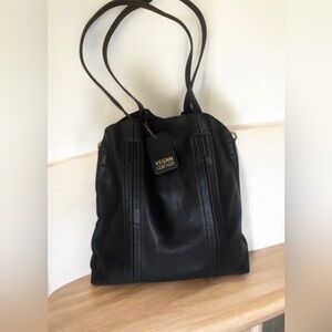 Vegan Leather Black Tote Bag